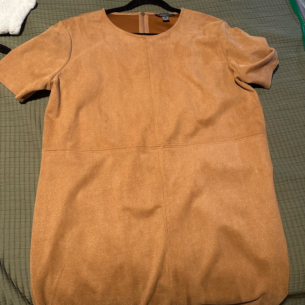 PRIMARK FAUX Suede Elegant Tan Dress